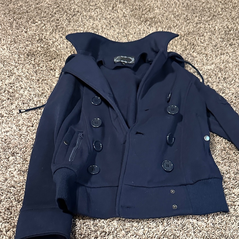 Ambiance Dark Blue Double-Breasted Pea Coat